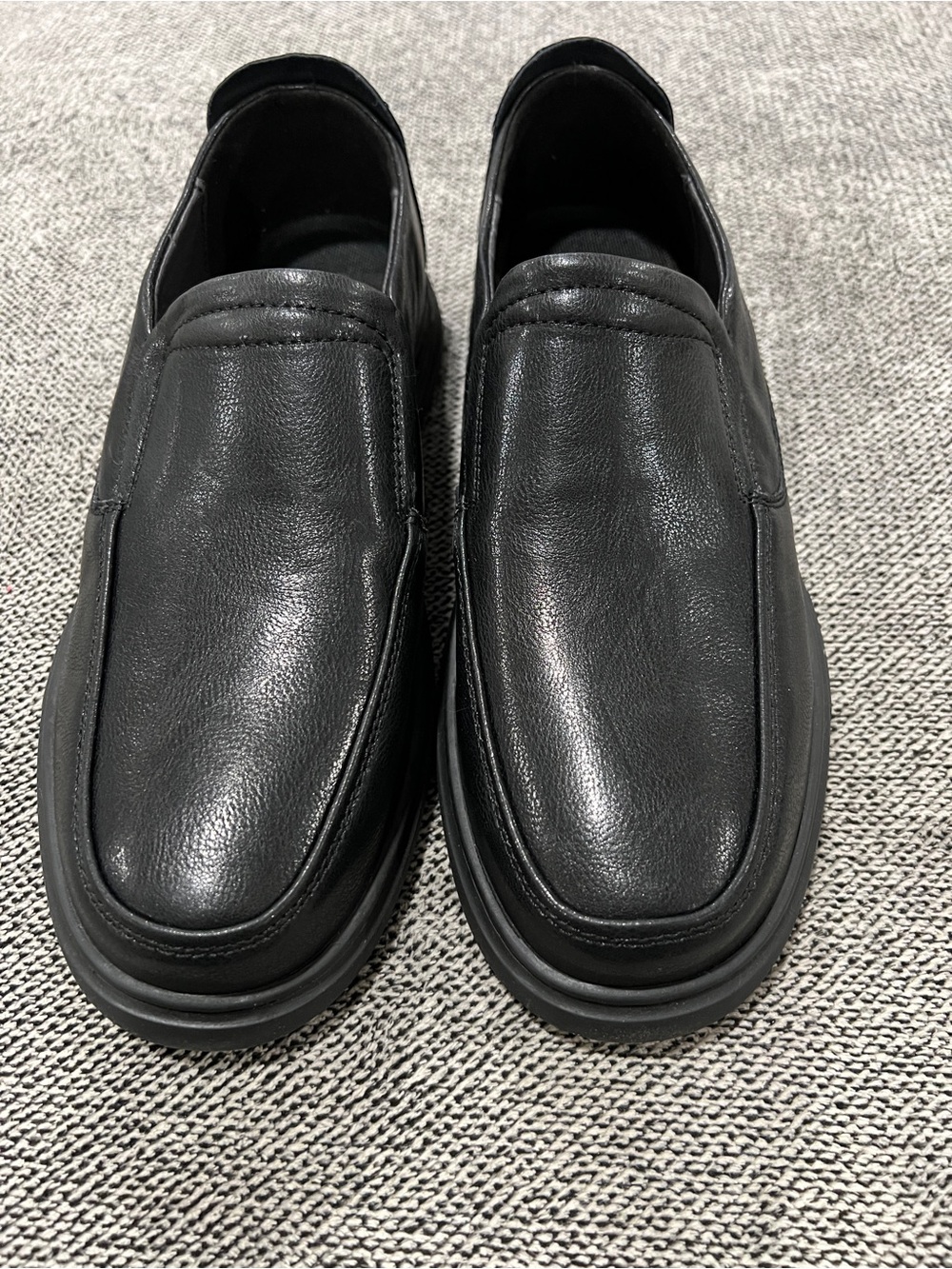 Men's Black Leather Slip-On Casual Loafers